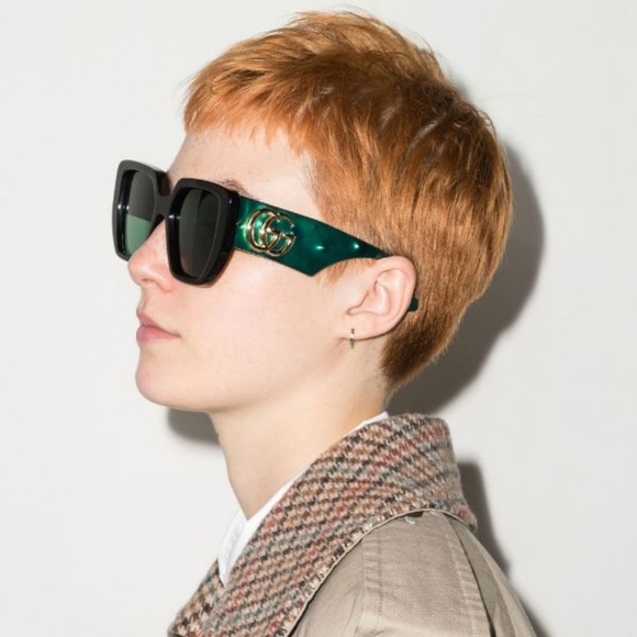 NEW GUCCI OVERSIZED WOMEN'S SUNGLASSES GG0956S 001 BLACK GREEN GUCCI EYE… - Picture 10 of 11